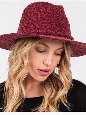 Burgundy Styline Chenille
Pattern Fedora Hat